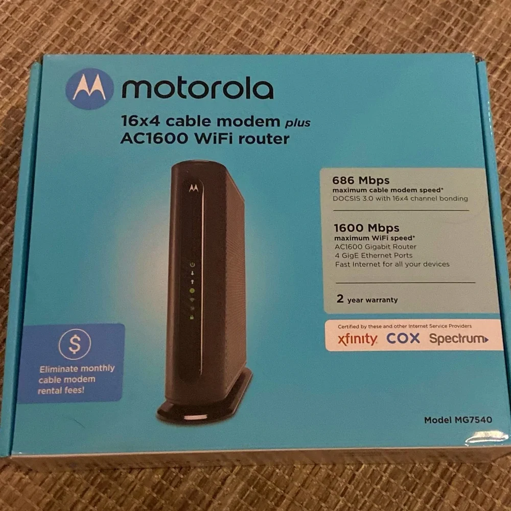Motorola 16x4 cable modem plus AC1600 Wi-Fi Router